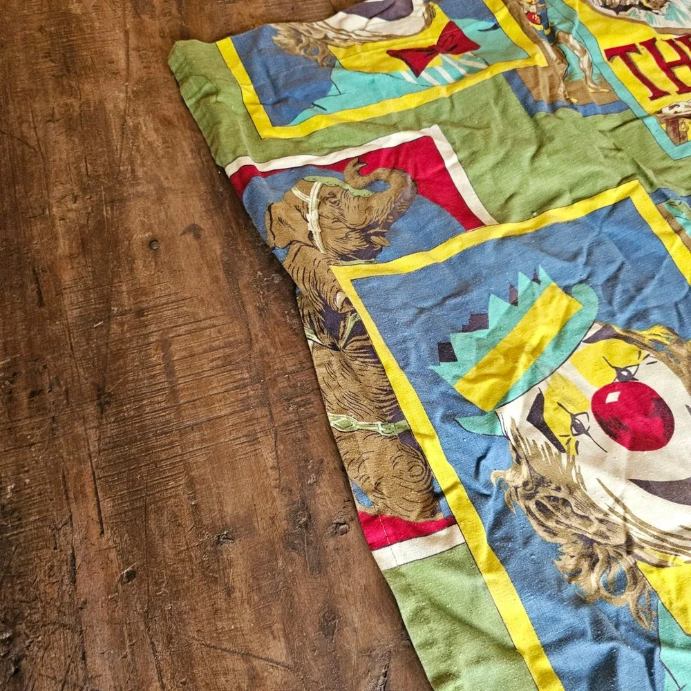 MCM‎ Vintage Circus Valance Curtain Panel Greatest Thrill Clown Elephant Ruffle
